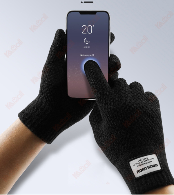 men's winter knitted touch screen gloves